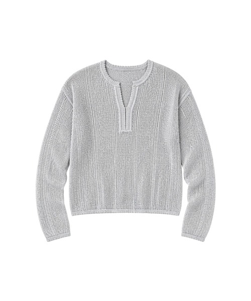 DAY CLOSET(デイ クローゼット)の「【デコルテすっきりキーネック】長袖 透かし編み サマーニット プルオーバー レディース(その他トップス・レディース・イエロー/グレー/アイボリー・FREE)」の19枚目の写真