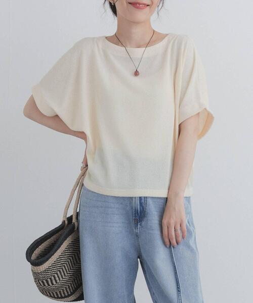 URBAN RESEARCH DOORS(アーバンリサーチドアーズ)の「ラフインレイ袖タックプルオーバー(Tシャツ/カットソー・レディース・ブルー/ナチュラル/キャメル・FREE)」の1枚目の写真