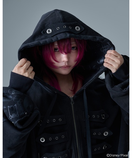 Gamchu(ガムチュ)の「『Gamchu/ガムチュ』シド&トイズ/切り替え総柄パーカー(パーカー・レディース・ブラック/ブラック×グレー・FREE)」の5枚目の写真
