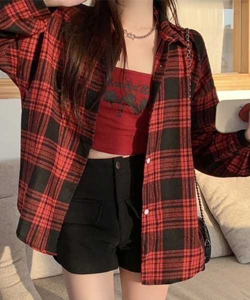 HAILY(ヘイリー)の「ビッグサイジング長袖チェックネルシャツ(シャツ/ブラウス・レディース・イエロー/ブルー/レッド/ブラック系その他/ブラック・FREE)」の5枚目の写真