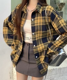 お値下げ‼️ plan-cのイエロー・グリーンチェック Vネック半袖トップス セール】Chick｜チックのトップス（イエロー/黄色系・チェック柄）通販