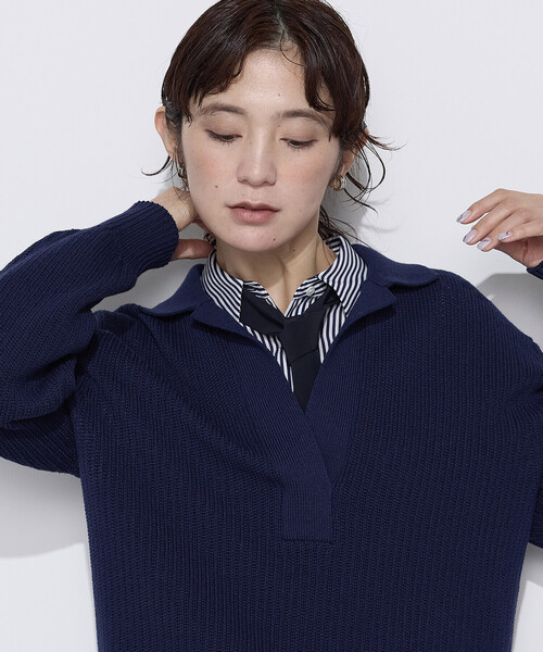COMME CA（コムサ）の「〔 TALLサイズ 〕 リリヤーン スキッパープルオーバー（ニット/セーター・レディース・ブルー・15号）」の9枚目の写真