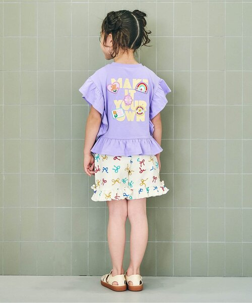 apres les cours（アプレレクール）の「フリルロゴワッペン半袖Tシャツ（Tシャツ/カットソー・キッズ・アイボリー/オレンジ/パープル・140/130/120/110/100/90/80）」の18枚目の写真