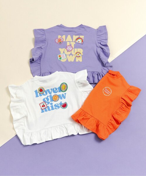 apres les cours（アプレレクール）の「フリルロゴワッペン半袖Tシャツ（Tシャツ/カットソー・キッズ・アイボリー/オレンジ/パープル・140/130/120/110/100/90/80）」の20枚目の写真