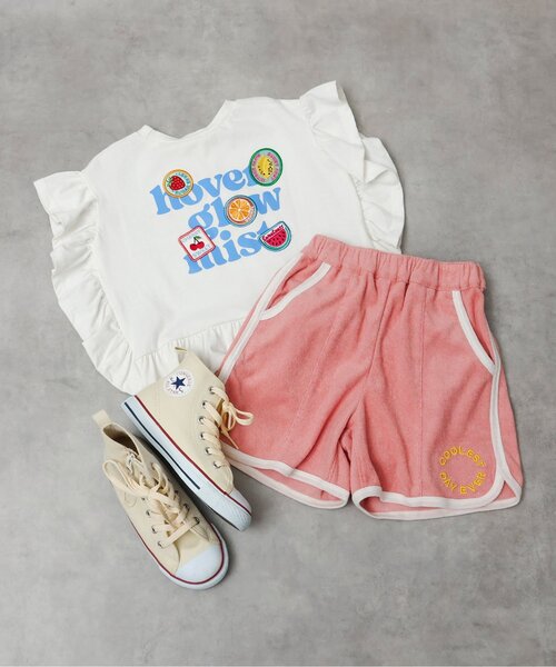 apres les cours（アプレレクール）の「フリルロゴワッペン半袖Tシャツ（Tシャツ/カットソー・キッズ・アイボリー/オレンジ/パープル・140/130/120/110/100/90/80）」の21枚目の写真