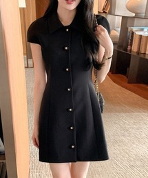 YUGA_YGMC Korean-style Front-button mini dress