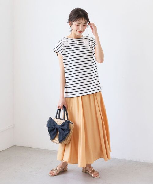 le.coeur blanc（ルクールブラン）の「パールネックフレンチスリーブカットソー（Tシャツ/カットソー・レディース・ブラック/ホワイト系その他/ブラック系その他・38）」の10枚目の写真