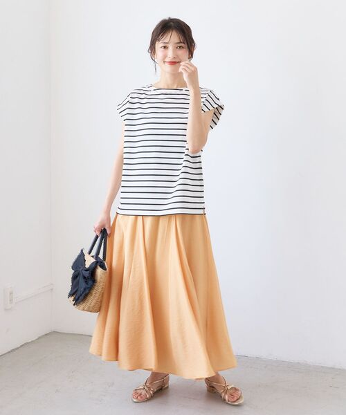 le.coeur blanc（ルクールブラン）の「パールネックフレンチスリーブカットソー（Tシャツ/カットソー・レディース・ブラック/ホワイト系その他/ブラック系その他・38）」の11枚目の写真