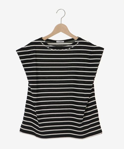le.coeur blanc（ルクールブラン）の「パールネックフレンチスリーブカットソー（Tシャツ/カットソー・レディース・ブラック/ホワイト系その他/ブラック系その他・38）」の16枚目の写真
