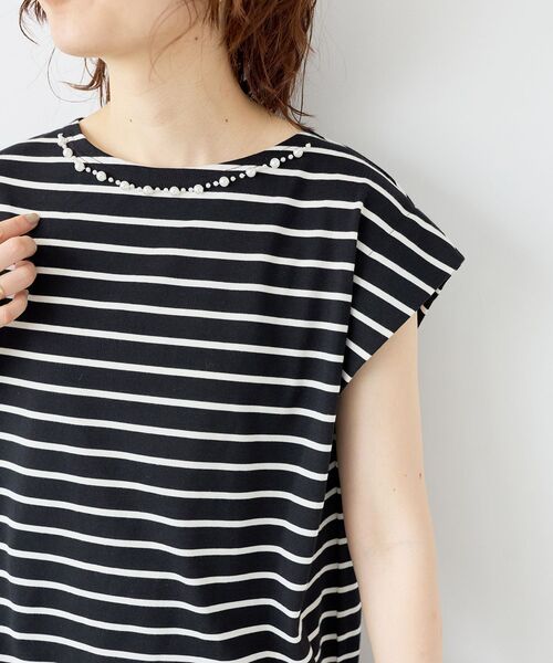 le.coeur blanc（ルクールブラン）の「パールネックフレンチスリーブカットソー（Tシャツ/カットソー・レディース・ブラック/ホワイト系その他/ブラック系その他・38）」の19枚目の写真