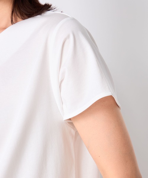 GALLORIA（ギャローリア）の「【接触冷感・UVカット】Vネックパーツプルオーバー（Tシャツ/カットソー・レディース・ネイビー/ピンク/ブラウン/ボルドー/ホワイト・LL/L/M/S）」の9枚目の写真