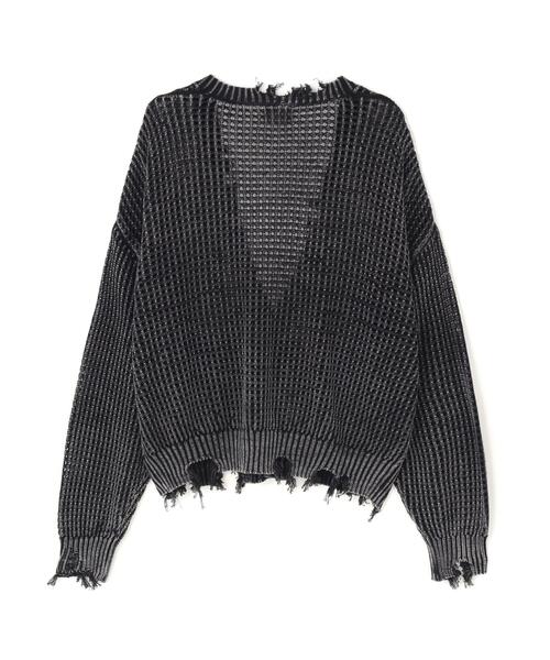 DANKE SCHON(ダンケシェーン)の「DankeSchon/ダンケシェーン/PIGMENT DAMAGE MESH CARDIGAN(カーディガン/ボレロ・メンズ・ブラック系その他・M/L)」の2枚目の写真