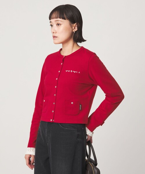 To b. by agnes b.(トゥービーバイアニエスベー)の「<To b. by agnes b.コラボ>ドットボタン カーディガン(カーディガン/ボレロ・レディース・ブラック/ブラウン/レッド・FREE)」の6枚目の写真