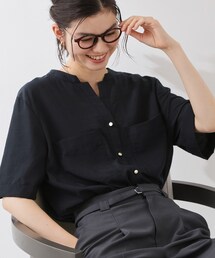 【M-XL/さりげなく体型カバー】5分袖Wポケットシャツ
