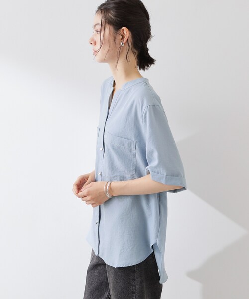 THE SHOP TK (ザ ショップ ティーケー )の「【M-XL/さりげなく体型カバー】5分袖Wポケットシャツ(シャツ/ブラウス・レディース・ライトブルー/ネイビー/アイボリー/ピンク系・12/13/14)」の19枚目の写真