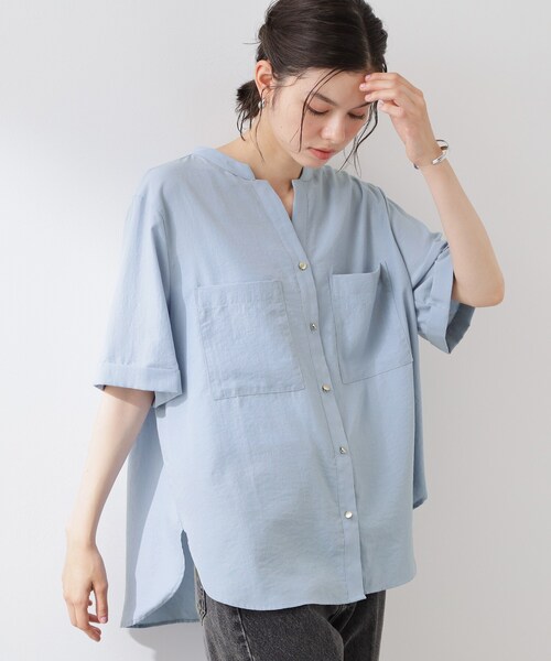 THE SHOP TK (ザ ショップ ティーケー )の「【M-XL/さりげなく体型カバー】5分袖Wポケットシャツ(シャツ/ブラウス・レディース・ライトブルー/ネイビー/アイボリー/ピンク系・12/13/14)」の18枚目の写真