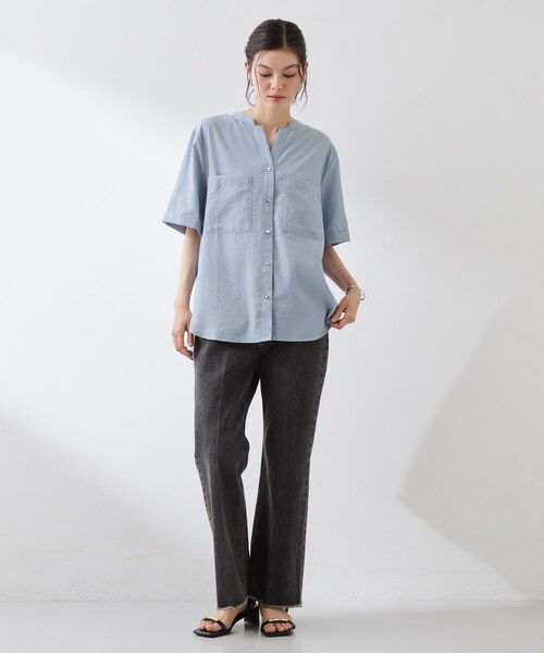 THE SHOP TK (ザ ショップ ティーケー )の「【M-XL/さりげなく体型カバー】5分袖Wポケットシャツ(シャツ/ブラウス・レディース・ライトブルー/ネイビー/アイボリー/ピンク系・12/13/14)」の17枚目の写真