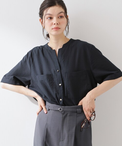 THE SHOP TK (ザ ショップ ティーケー )の「【M-XL/さりげなく体型カバー】5分袖Wポケットシャツ(シャツ/ブラウス・レディース・ライトブルー/ネイビー/アイボリー/ピンク系・12/13/14)」の15枚目の写真