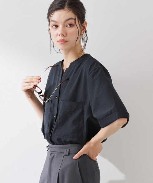 THE SHOP TK (ザ ショップ ティーケー )の「【M-XL/さりげなく体型カバー】5分袖Wポケットシャツ(シャツ/ブラウス・レディース・ライトブルー/ネイビー/アイボリー/ピンク系・12/13/14)」の14枚目の写真