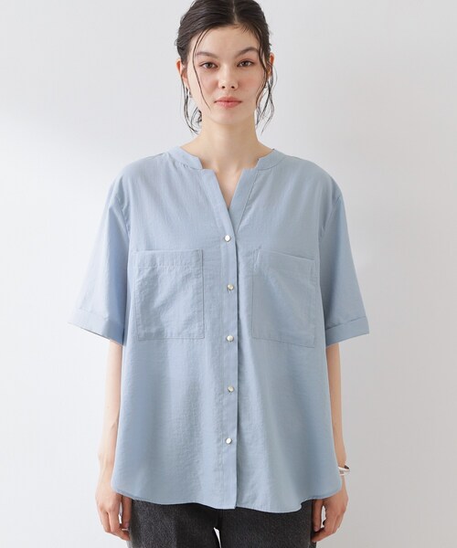 THE SHOP TK (ザ ショップ ティーケー )の「【M-XL/さりげなく体型カバー】5分袖Wポケットシャツ(シャツ/ブラウス・レディース・ライトブルー/ネイビー/アイボリー/ピンク系・12/13/14)」の11枚目の写真