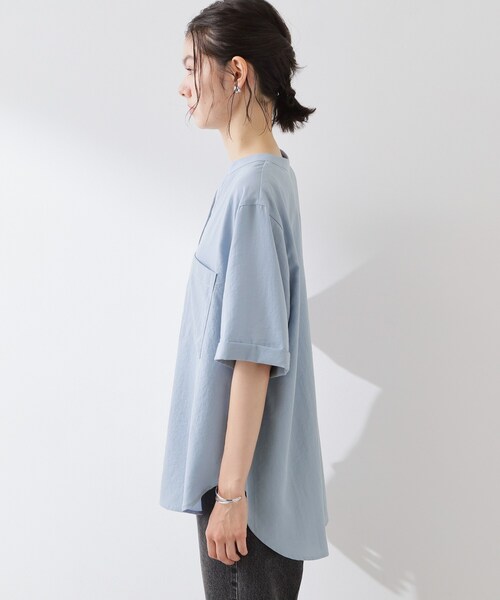 THE SHOP TK (ザ ショップ ティーケー )の「【M-XL/さりげなく体型カバー】5分袖Wポケットシャツ(シャツ/ブラウス・レディース・ライトブルー/ネイビー/アイボリー/ピンク系・12/13/14)」の10枚目の写真