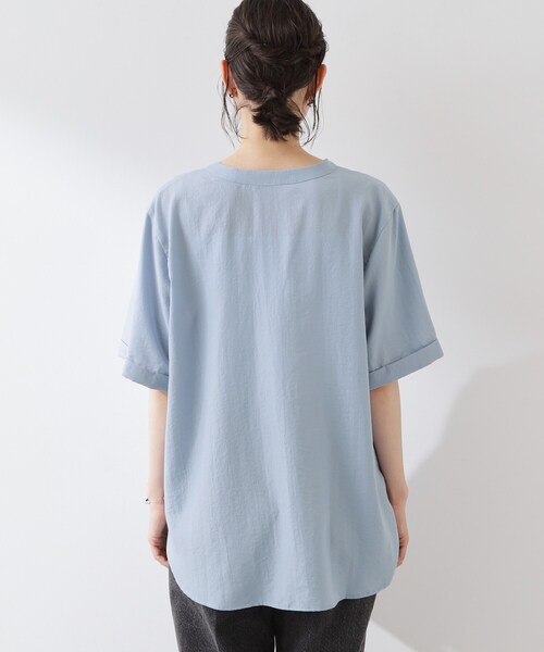 THE SHOP TK (ザ ショップ ティーケー )の「【M-XL/さりげなく体型カバー】5分袖Wポケットシャツ(シャツ/ブラウス・レディース・ライトブルー/ネイビー/アイボリー/ピンク系・12/13/14)」の9枚目の写真