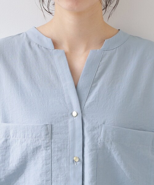 THE SHOP TK (ザ ショップ ティーケー )の「【M-XL/さりげなく体型カバー】5分袖Wポケットシャツ(シャツ/ブラウス・レディース・ライトブルー/ネイビー/アイボリー/ピンク系・12/13/14)」の8枚目の写真