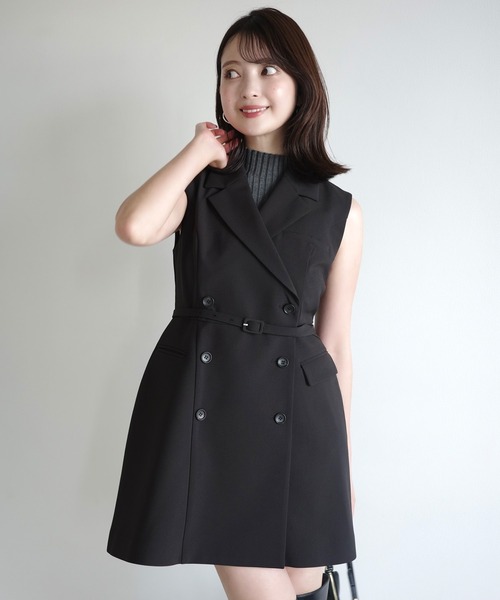 anuans テーラードジレワンピース ブラック　S テーラードジレワンピース（ワンピース）｜anuans（アニュアンス）の