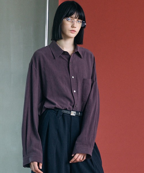 MAISON SPECIAL(メゾンスペシャル)の「《UNISEX》Fibril Prime-Over Long Sleeve Shirt/フィブリルプライムオーバーレギュラーシャツ【MAISON SPECIAL/メゾンスペシャル】(シャツ/ブラウス・メンズ・パープル/ブラック/ダークブルー/チャコールグレー・2/1/0)」の1枚目の写真