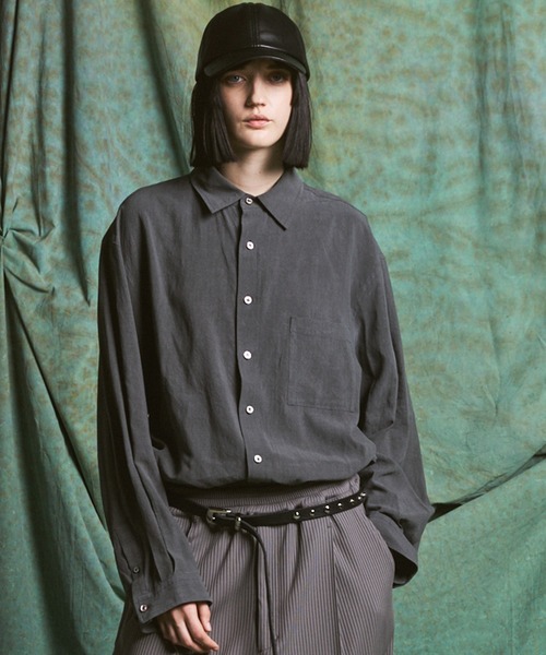 MAISON SPECIAL(メゾンスペシャル)の「《UNISEX》Fibril Prime-Over Long Sleeve Shirt/フィブリルプライムオーバーレギュラーシャツ【MAISON SPECIAL/メゾンスペシャル】(シャツ/ブラウス・メンズ・パープル/ブラック/ダークブルー/チャコールグレー・2/1/0)」の3枚目の写真