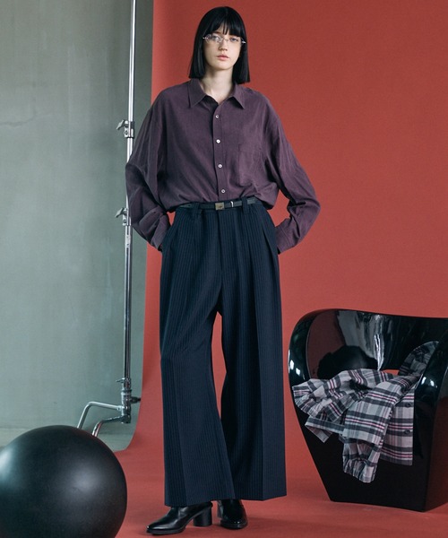 MAISON SPECIAL(メゾンスペシャル)の「《UNISEX》Fibril Prime-Over Long Sleeve Shirt/フィブリルプライムオーバーレギュラーシャツ【MAISON SPECIAL/メゾンスペシャル】(シャツ/ブラウス・メンズ・パープル/ブラック/ダークブルー/チャコールグレー・2/1/0)」の9枚目の写真
