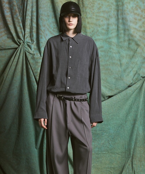 MAISON SPECIAL(メゾンスペシャル)の「《UNISEX》Fibril Prime-Over Long Sleeve Shirt/フィブリルプライムオーバーレギュラーシャツ【MAISON SPECIAL/メゾンスペシャル】(シャツ/ブラウス・メンズ・パープル/ブラック/ダークブルー/チャコールグレー・2/1/0)」の14枚目の写真