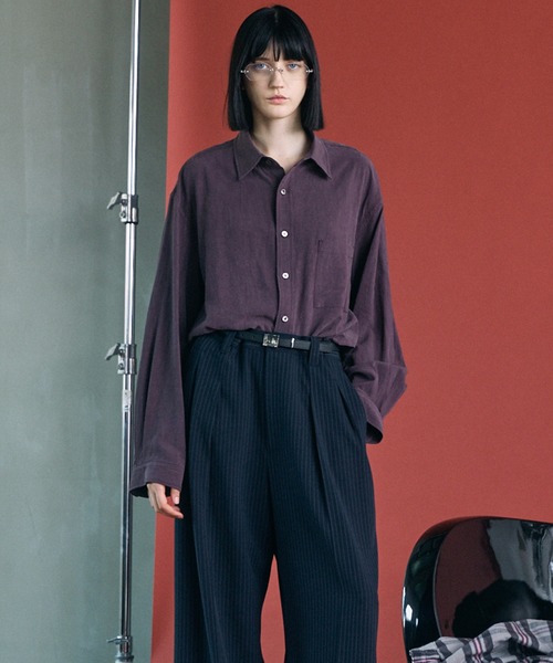 MAISON SPECIAL(メゾンスペシャル)の「《UNISEX》Fibril Prime-Over Long Sleeve Shirt/フィブリルプライムオーバーレギュラーシャツ【MAISON SPECIAL/メゾンスペシャル】(シャツ/ブラウス・メンズ・パープル/ブラック/ダークブルー/チャコールグレー・2/1/0)」の20枚目の写真