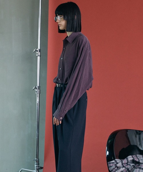 MAISON SPECIAL(メゾンスペシャル)の「《UNISEX》Fibril Prime-Over Long Sleeve Shirt/フィブリルプライムオーバーレギュラーシャツ【MAISON SPECIAL/メゾンスペシャル】(シャツ/ブラウス・メンズ・パープル/ブラック/ダークブルー/チャコールグレー・2/1/0)」の21枚目の写真