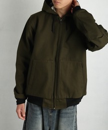 HOUSTON / ヒューストン 11oz 日本製ダック生地 裏地ストライプブランケット フルジップ ワークパーカー
