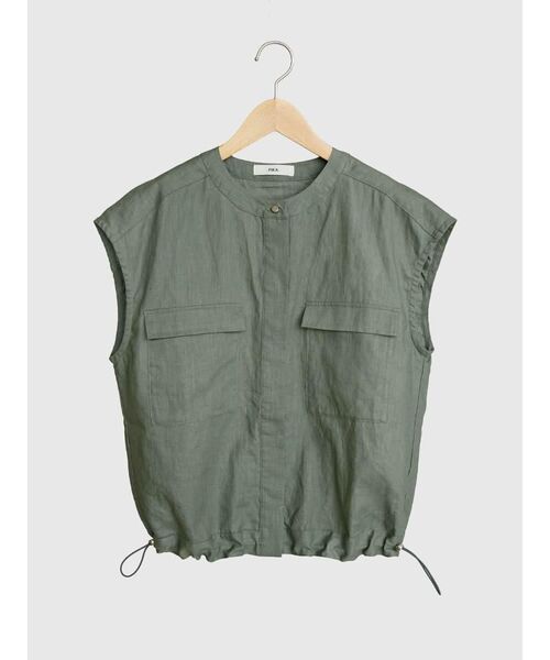 FIKA.（フィーカ）の「Drawstring linen vest（ベスト・レディース・ダークオリーブ/ブラック/ブラウン・MEDIUM）」の5枚目の写真