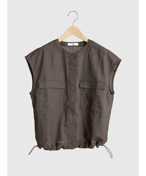 FIKA.（フィーカ）の「Drawstring linen vest（ベスト・レディース・ダークオリーブ/ブラック/ブラウン・MEDIUM）」の6枚目の写真