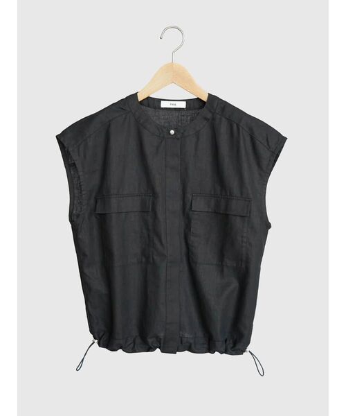 FIKA.（フィーカ）の「Drawstring linen vest（ベスト・レディース・ダークオリーブ/ブラック/ブラウン・MEDIUM）」の7枚目の写真