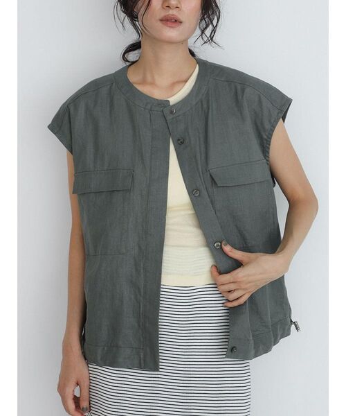 FIKA.（フィーカ）の「Drawstring linen vest（ベスト・レディース・ダークオリーブ/ブラック/ブラウン・MEDIUM）」の13枚目の写真