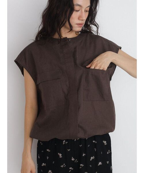 FIKA.（フィーカ）の「Drawstring linen vest（ベスト・レディース・ダークオリーブ/ブラック/ブラウン・MEDIUM）」の20枚目の写真