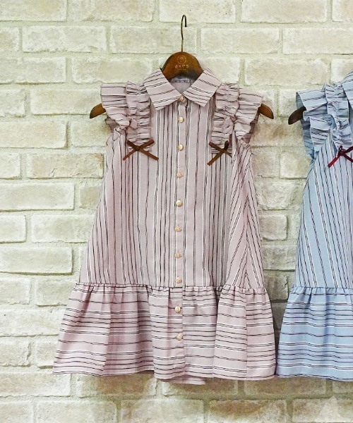 axes femme(アクシーズファム)の「ストライプ柄ワンピース(ワンピース・キッズ・サックスブルー/ピンク・MEDIUM/LARGE/X-LARGE)」の2枚目の写真