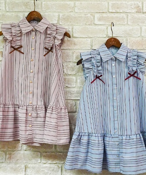 axes femme(アクシーズファム)の「ストライプ柄ワンピース(ワンピース・キッズ・サックスブルー/ピンク・MEDIUM/LARGE/X-LARGE)」の17枚目の写真