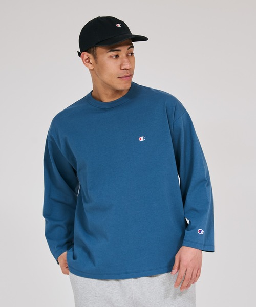 Champion(チャンピオン)の「【Champion/チャンピオン】メンズ ベーシック ロングスリーブTシャツ(Tシャツ/カットソー・メンズ・グレー/ホワイト/ブラック/グリーン/ネイビー・LARGE/MEDIUM/X-LARGE)」の4枚目の写真