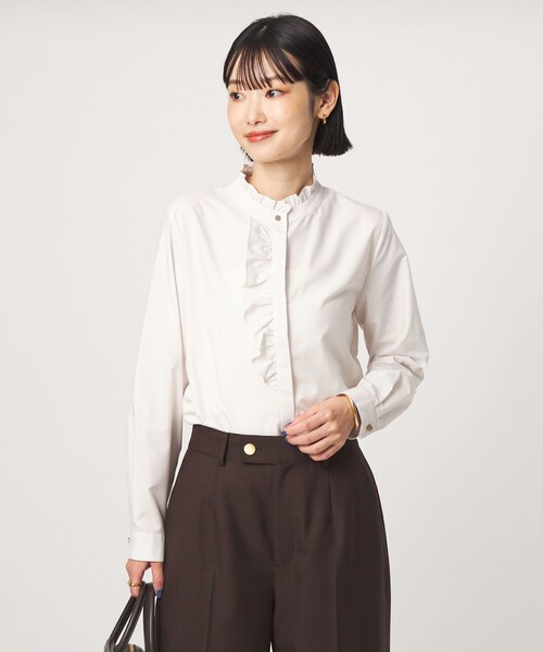 green label relaxing(グリーンレーベルリラクシング)の「フリル ディテール ブラウス マシンウォッシャブル UVカット(シャツ/ブラウス・レディース・ライトブルー/ネイビー/オフホワイト/その他1・FREE)」の5枚目の写真