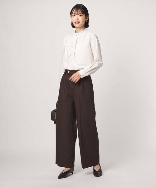 green label relaxing(グリーンレーベルリラクシング)の「フリル ディテール ブラウス マシンウォッシャブル UVカット(シャツ/ブラウス・レディース・ライトブルー/ネイビー/オフホワイト/その他1・FREE)」の6枚目の写真