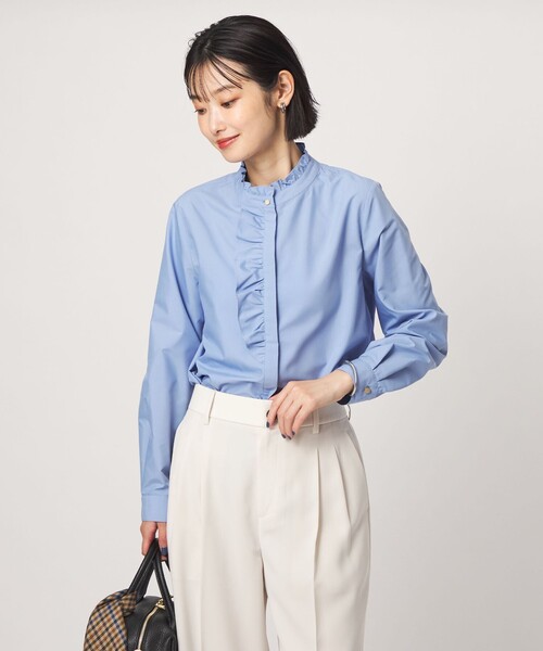 green label relaxing(グリーンレーベルリラクシング)の「フリル ディテール ブラウス マシンウォッシャブル UVカット(シャツ/ブラウス・レディース・ライトブルー/ネイビー/オフホワイト/その他1・FREE)」の10枚目の写真