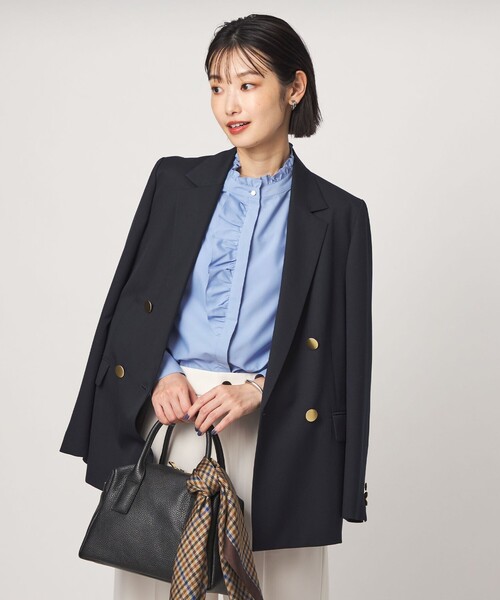 green label relaxing(グリーンレーベルリラクシング)の「フリル ディテール ブラウス マシンウォッシャブル UVカット(シャツ/ブラウス・レディース・ライトブルー/ネイビー/オフホワイト/その他1・FREE)」の11枚目の写真