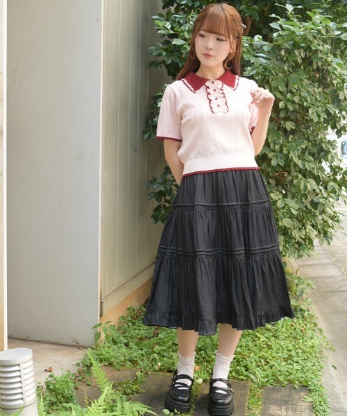 axes femme（アクシーズファム）の「ティアードフレアＳＫ（スカート・レディース・ネイビー/ブラック・FREE）」の16枚目の写真