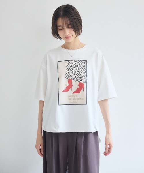 Pillini(ピリーニ)の「シューズアイコンTシャツ(Tシャツ/カットソー・レディース・ブラック/オフホワイト・FREE)」の3枚目の写真
