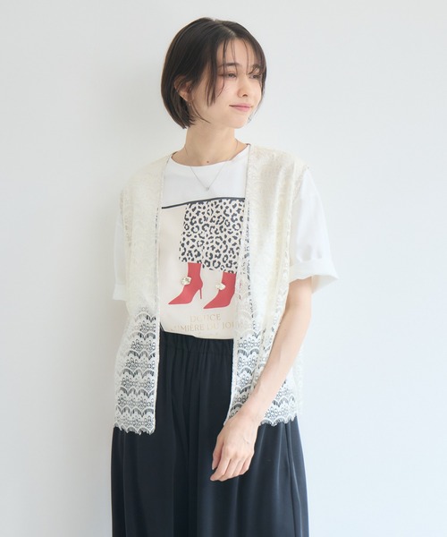 Pillini(ピリーニ)の「シューズアイコンTシャツ(Tシャツ/カットソー・レディース・ブラック/オフホワイト・FREE)」の8枚目の写真
